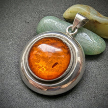 Load image into Gallery viewer, Vintage Designer Pendant Niels Erik From NE From Danmark 925 Sterling Silver Amber
