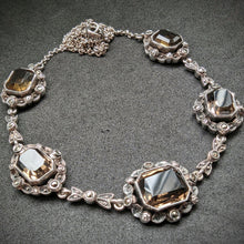 Lade das Bild in den Galerie-Viewer, Antikes Jugendstil Art Deco Collier 935 Silber Rauchquarz Markasit alt ca. 1920
