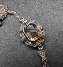 Lade das Bild in den Galerie-Viewer, Antikes Jugendstil Art Deco Collier 935 Silber Rauchquarz Markasit alt ca. 1920
