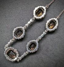 Lade das Bild in den Galerie-Viewer, Antikes Jugendstil Art Deco Collier 935 Silber Rauchquarz Markasit alt ca. 1920
