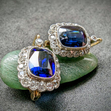 Lade das Bild in den Galerie-Viewer, Art Deco Ohrringe 14k 585 Gold blauer Saphir Diamant 0,65 Carat Wien c. 1930 S
