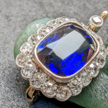 Lade das Bild in den Galerie-Viewer, Art Deco Ohrringe 14k 585 Gold blauer Saphir Diamant 0,65 Carat Wien c. 1930 S
