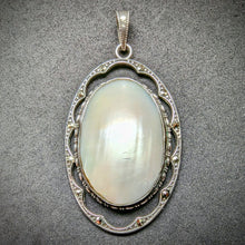 Lade das Bild in den Galerie-Viewer, Art Deco Jugendstil Anhänger Silber 800 Abalone Markasit
