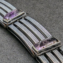 Lade das Bild in den Galerie-Viewer, Vintage Designer Armband 800 Silber Amethyst Gustav Hauber alt S
