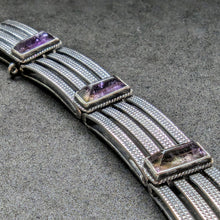 Lade das Bild in den Galerie-Viewer, Vintage Designer Armband 800 Silber Amethyst Gustav Hauber alt S
