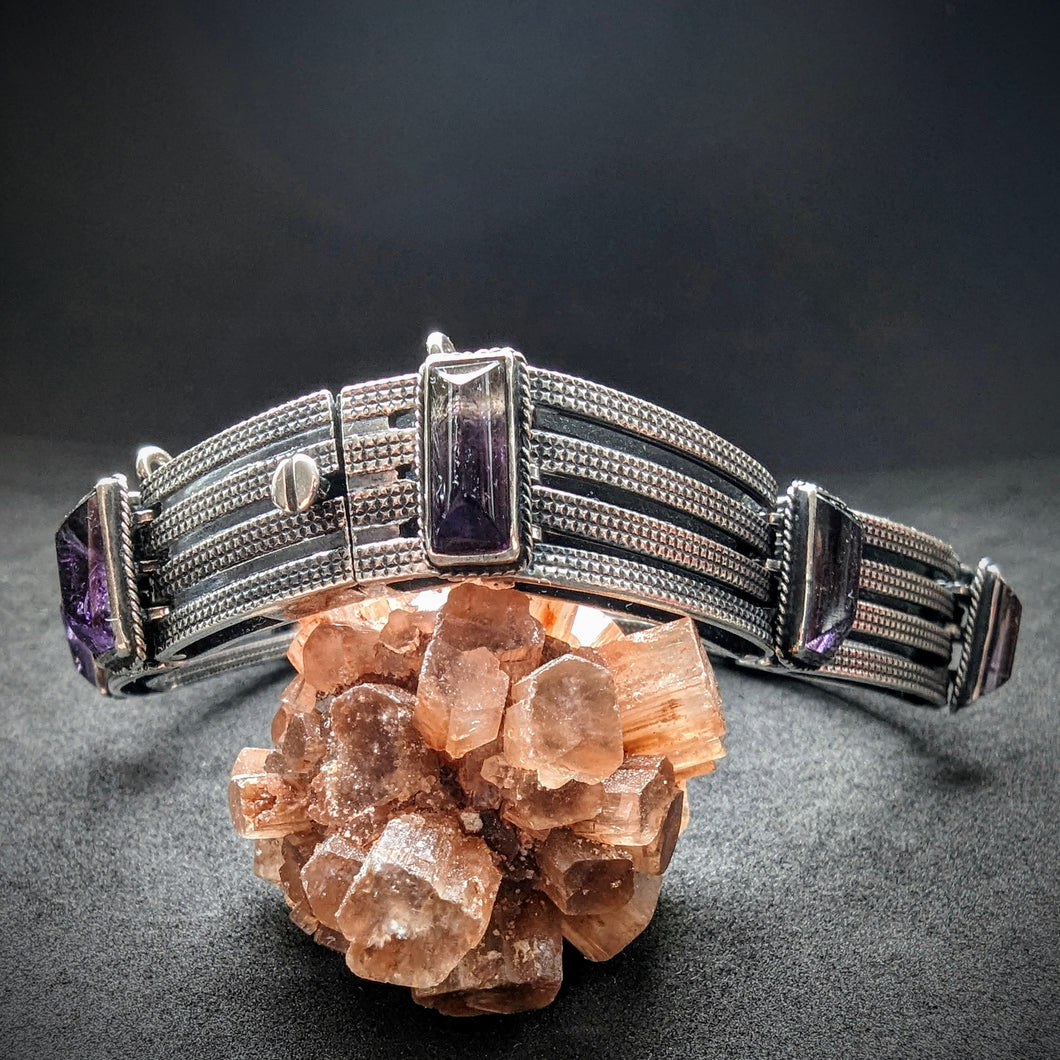 Vintage Designer Armband 800 Silber Amethyst Gustav Hauber alt S