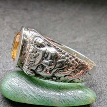 Lade das Bild in den Galerie-Viewer, Jugendstil Ring Silber 935 Citrin Handarbeit Satyr Pan Faun alt antik c. 1910 RG 64
