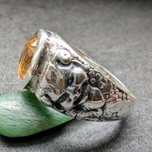 Lade das Bild in den Galerie-Viewer, Jugendstil Ring Silber 935 Citrin Handarbeit Satyr Pan Faun alt antik c. 1910 RG 64
