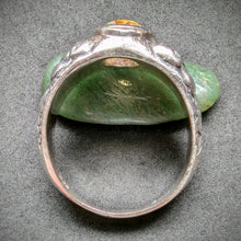 Lade das Bild in den Galerie-Viewer, Jugendstil Ring Silber 935 Citrin Handarbeit Satyr Pan Faun alt antik c. 1910 RG 64
