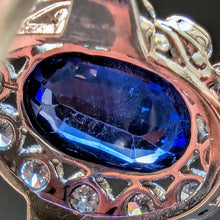 Lade das Bild in den Galerie-Viewer, Art Deco Ring 900 Platin 10% Iridium 1,6 Ct. blauer Saphir Diamant antik RG 60 S
