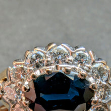 Lade das Bild in den Galerie-Viewer, Art Deco Entourage Ring 585 Gold blauer Saphir 1 Ct Diamant 0,53 Ct RG 54/55 S
