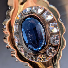 Lade das Bild in den Galerie-Viewer, Art Deco Entourage Ring 585 Gold blauer Saphir 1 Ct Diamant 0,53 Ct RG 54/55 S
