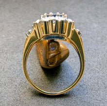 Lade das Bild in den Galerie-Viewer, Art Deco Entourage Ring 585 Gold blauer Saphir 1 Ct Diamant 0,53 Ct RG 54/55 S
