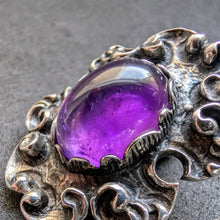 Load image into Gallery viewer, Vintage Tracht Ohrringe Ohrclips 835 Silber Amethyst BAS alt Handarbeit S
