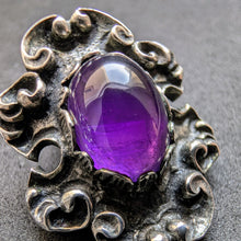 Load image into Gallery viewer, Vintage Tracht Ohrringe Ohrclips 835 Silber Amethyst BAS alt Handarbeit S
