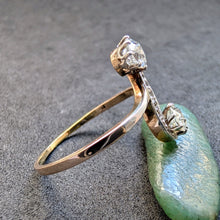 Load image into Gallery viewer, Toi et Moi Jugendstil Ring 585 Gold Silber Diamant 1 Carat antik c. 1900 RG 62 S
