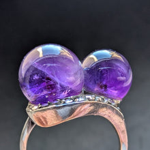 Load image into Gallery viewer, Art Deco Ring 835 Silber Amethyst Kugeln Markasit alt antik c. 1920 RG 58 S
