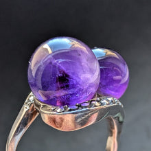 Load image into Gallery viewer, Art Deco Ring 835 Silber Amethyst Kugeln Markasit alt antik c. 1920 RG 58 S
