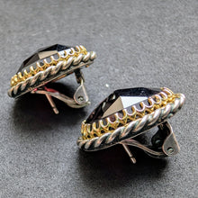 Load image into Gallery viewer, Vintage traditional earrings 835 silver gold plated settings XL garnet red old S
