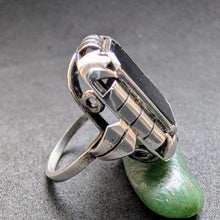 Load image into Gallery viewer, Art Deco Ring 835 Silber Onyx alt antik c. 1920 RG 57 S
