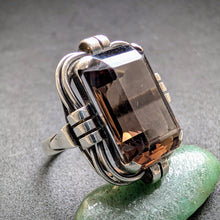 Load image into Gallery viewer, Art Deco Ring 835 Silber Rauchquarz alt antik c. 1920 RG 56 S
