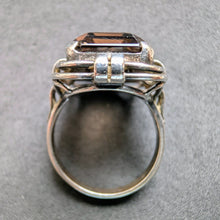 Load image into Gallery viewer, Art Deco Ring 835 Silver Smoky Quartz Old Antique c. 1920 RG 56 S
