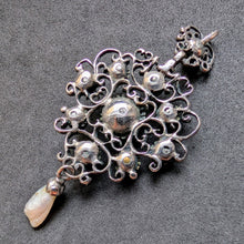 Load image into Gallery viewer, Silver pendant garnet pearl mother of pearl old antique c. 1840 S
