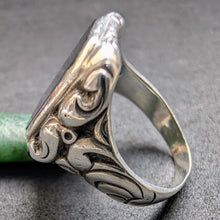 Load image into Gallery viewer, Art Nouveau designer ring 800 silver onyx men&#39;s ring old antique c. 1920 RG 65 p
