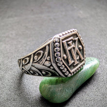 Load image into Gallery viewer, Jugendstil Monogramm Ring 800 Silber EK KE alt c. 1920 RG 63 S
