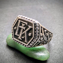 Load image into Gallery viewer, Jugendstil Monogramm Ring 800 Silber EK KE alt c. 1920 RG 63 S
