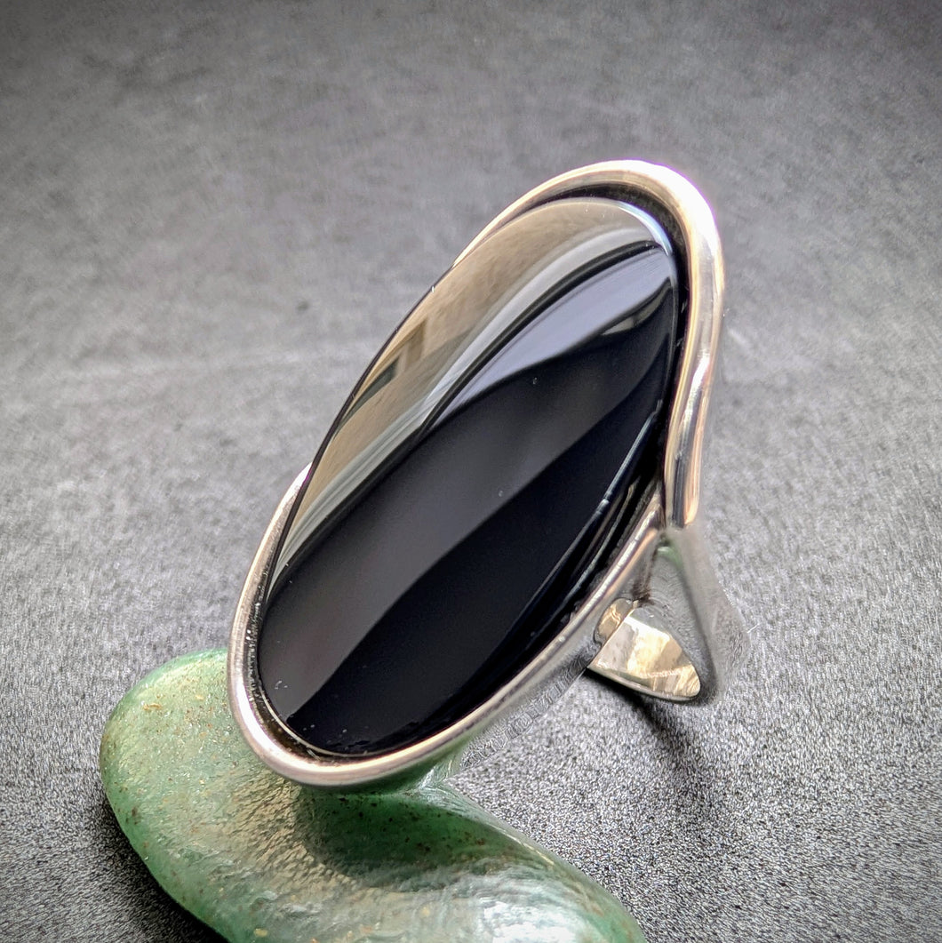 Vintage Designer Ring 925 Silber Onyx CNP Christian Neusser Pforzheim RG 51 S