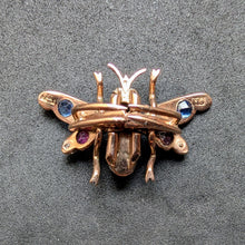 Load image into Gallery viewer, Insect fly brooch 333 gold ruby sapphire emerald baroque pearl antique c. 1900 S
