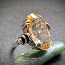 Load image into Gallery viewer, Art Deco Designer Ring 800 Silber Citrin alt antik c. 1920 RG 52 S
