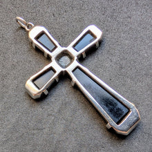 Load image into Gallery viewer, Art Deco Kreuz Anhänger min 800 Silber Onyx Markasit alt c. 1920 S
