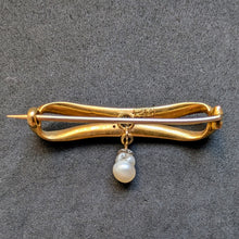 Load image into Gallery viewer, Jugendstil Designer Brosche 14k 585 Gold Perle Diamant alt antik c. 1920 S
