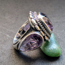 Load image into Gallery viewer, Jugendstil Art Deco Ring 900 Silber Amethyst Design alt antik c. 1920 RG 49 S
