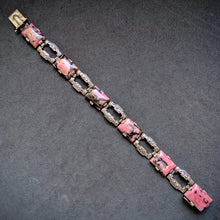 Load image into Gallery viewer, Art Deco Armband 830 Silber Rhodonit Markasit Handarbeit alt c. 1920 S
