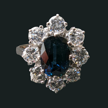 Lade das Bild in den Galerie-Viewer, Entourage Ring 585 Gold Wien blauer Saphir 1,1 Carat Diamant 1 Carat RG 52 S
